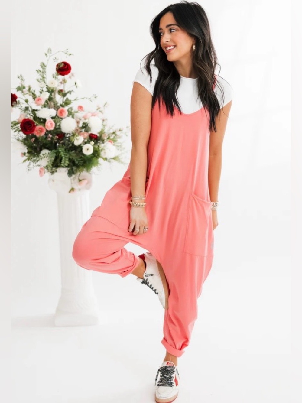 FREE PEOPLE Movement 
Hot Shot Onesie | Hibiscus